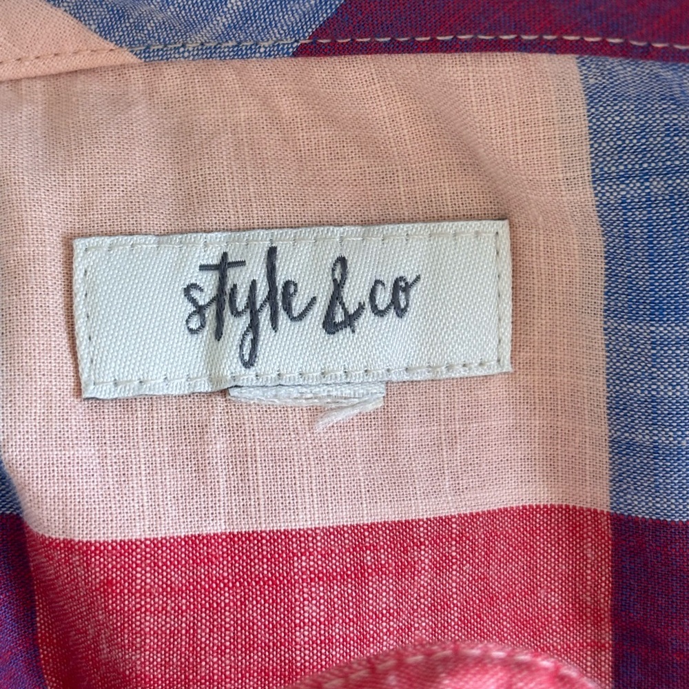 Plaid Lace Up 100% Cotton Boho Cottagecore Fall Flannel Long Sleeve Medium XL - Picture 3 of 8